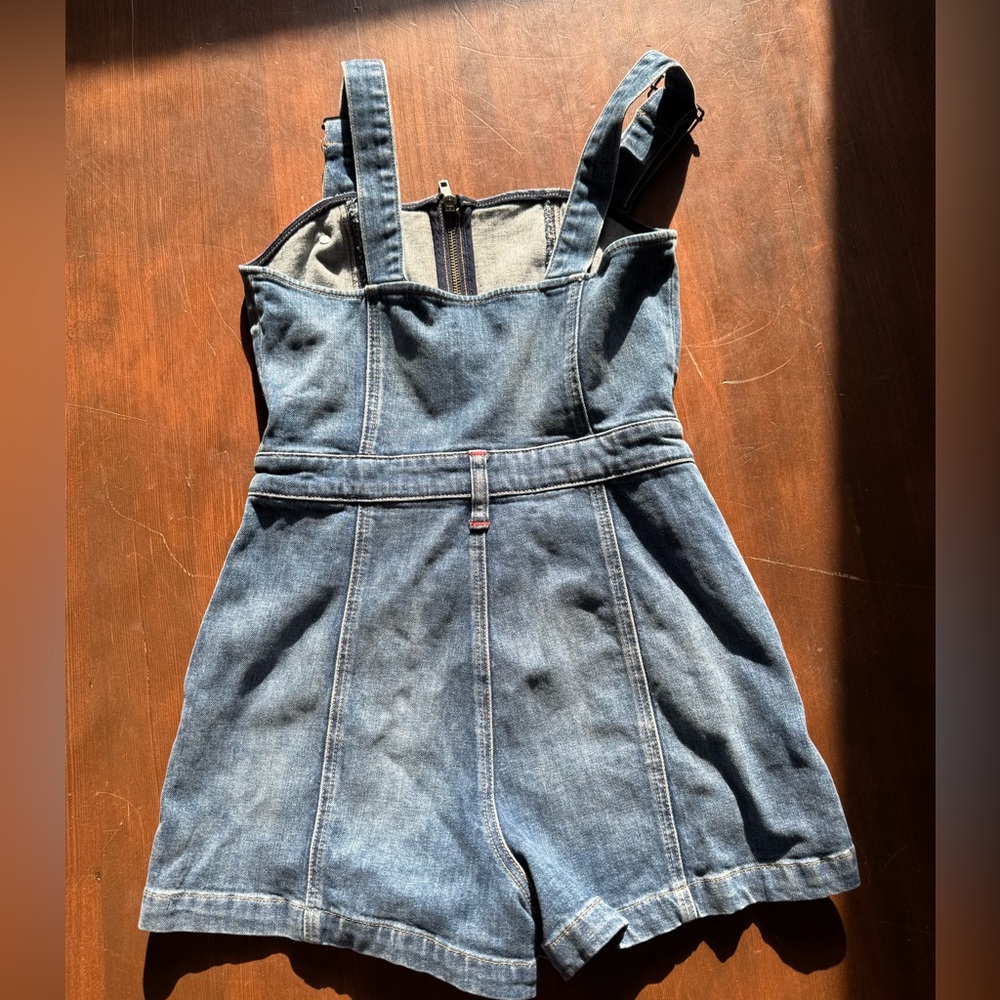 Alice + Olivia Sleeveless Sweetheart Denim Jeans Romper Blue Womens Size 27 NWOT - Picture 6 of 10